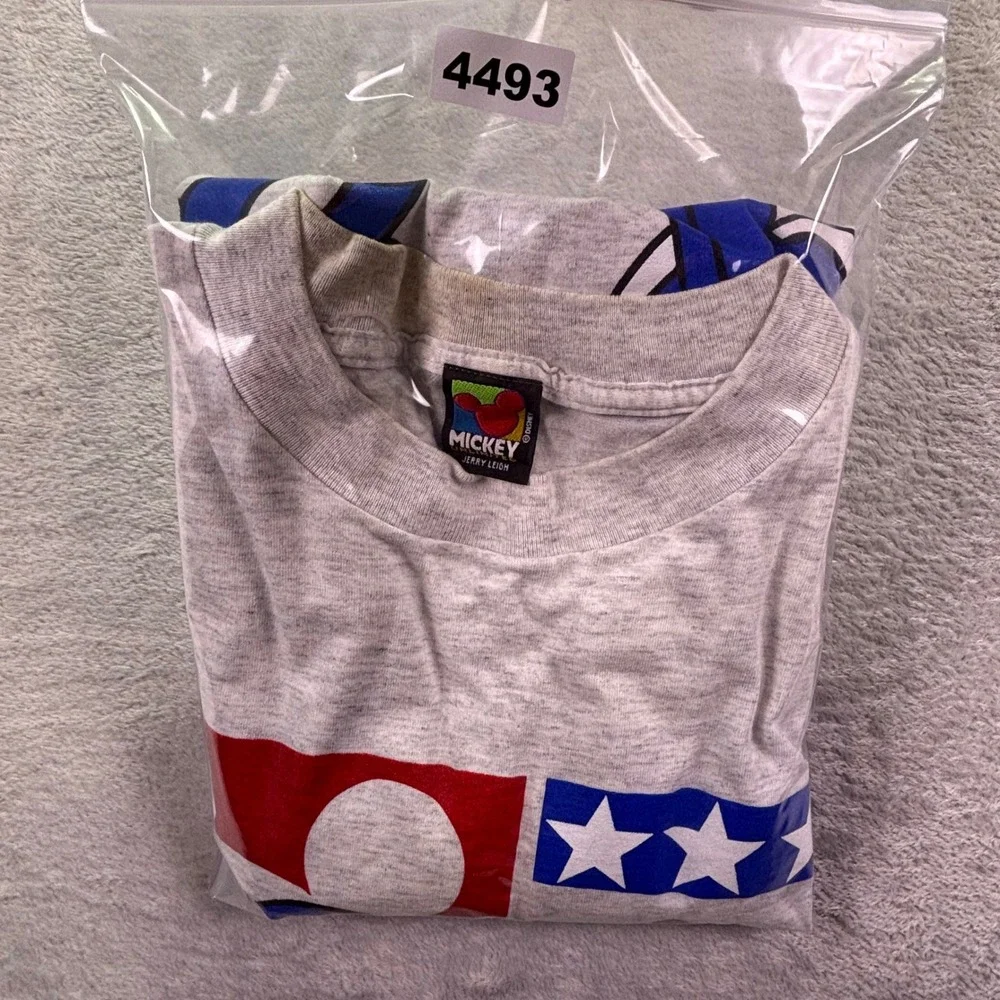 Vintage Mickey Unlimited Unisex T-Shirt OSFA Grey Patriotic Mickey Minnie 90s